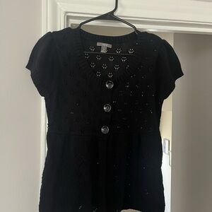 Forever 21 Black Knit Blouse with Buttons